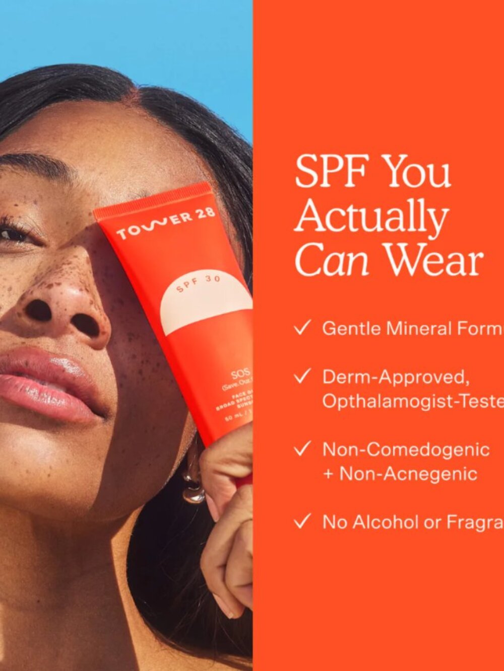 ☀️Tower 28 Beauty- SOS FaceGuard SPF 30 Mineral Sunscreen - 50ml Full Size - NIB - Picture 4 of 6